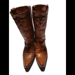 Vintage Texas Boot Company "Texas Buck Moc Boot Cognac Brown Stitched Size 9.5 D